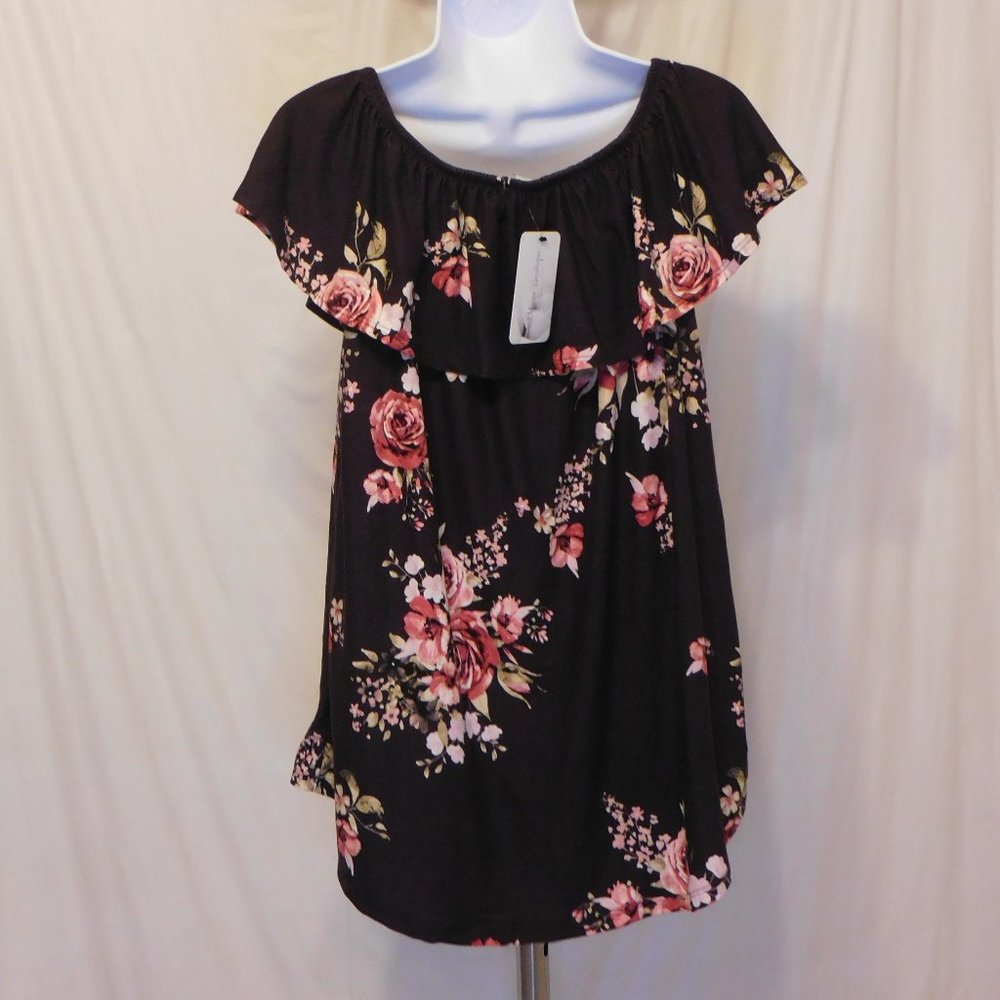 White Birch, Purple Floral Women's Top NWT Large - Picture 2 of 4